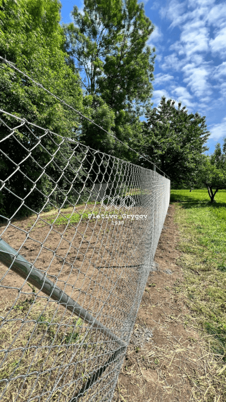 Plot z běžného pletiva kolem zahrady na soukromém pozemku
