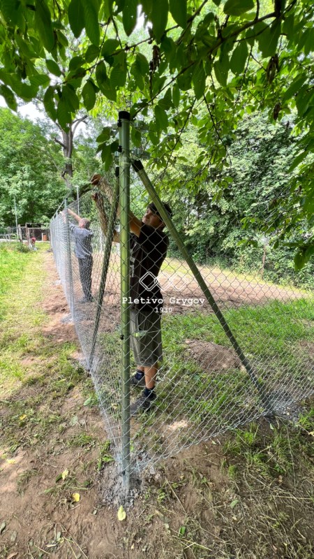 Montáž plotu z pletiva na zahradě soukromého pozemku